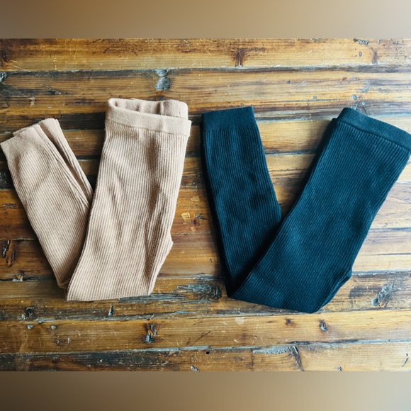 Bundle of Tan and Black Thick Ribbed Leggings - Picture 1 of 6